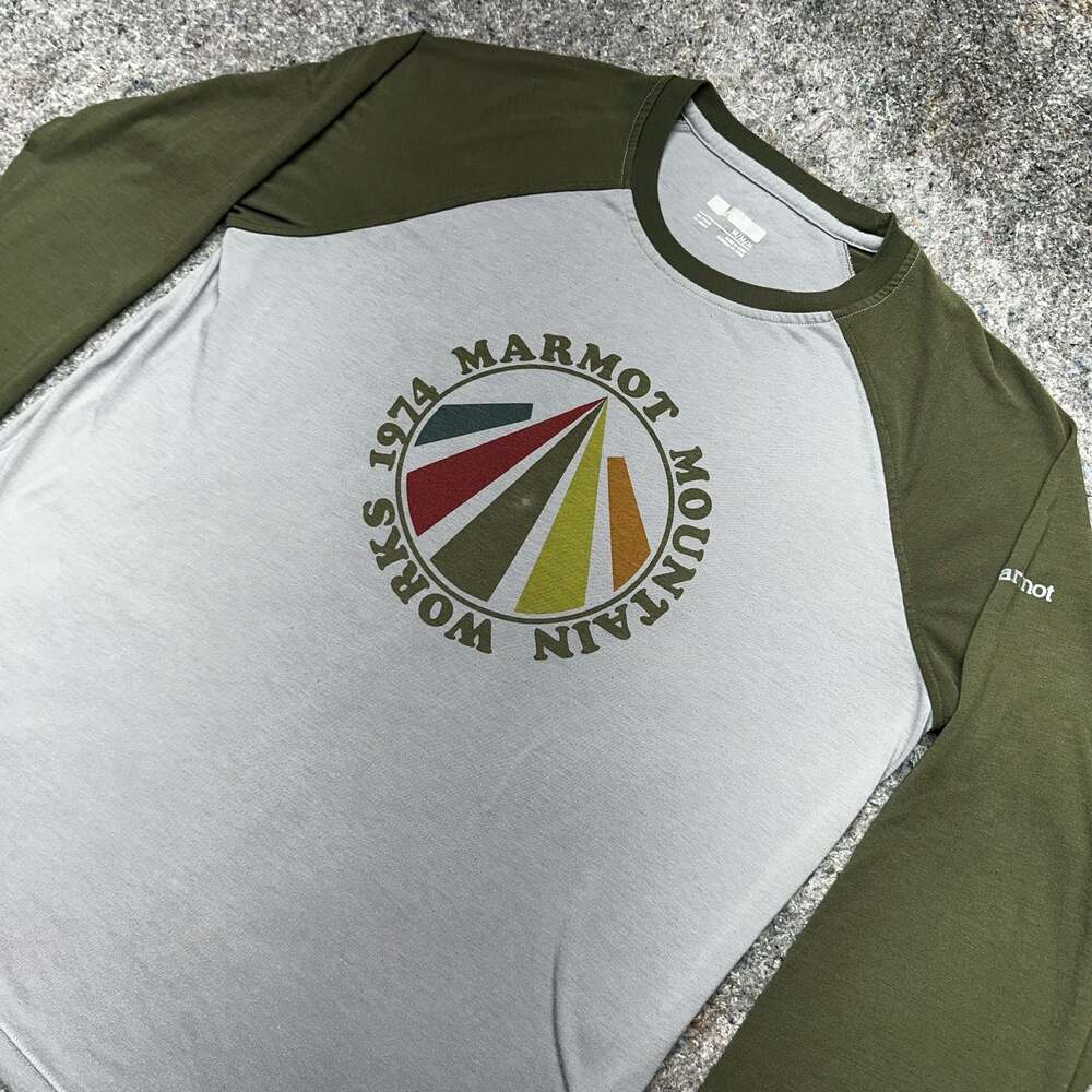 Marmot Mountain Works 1974 Graphic Long Sleeve Raglan Shirt Size M